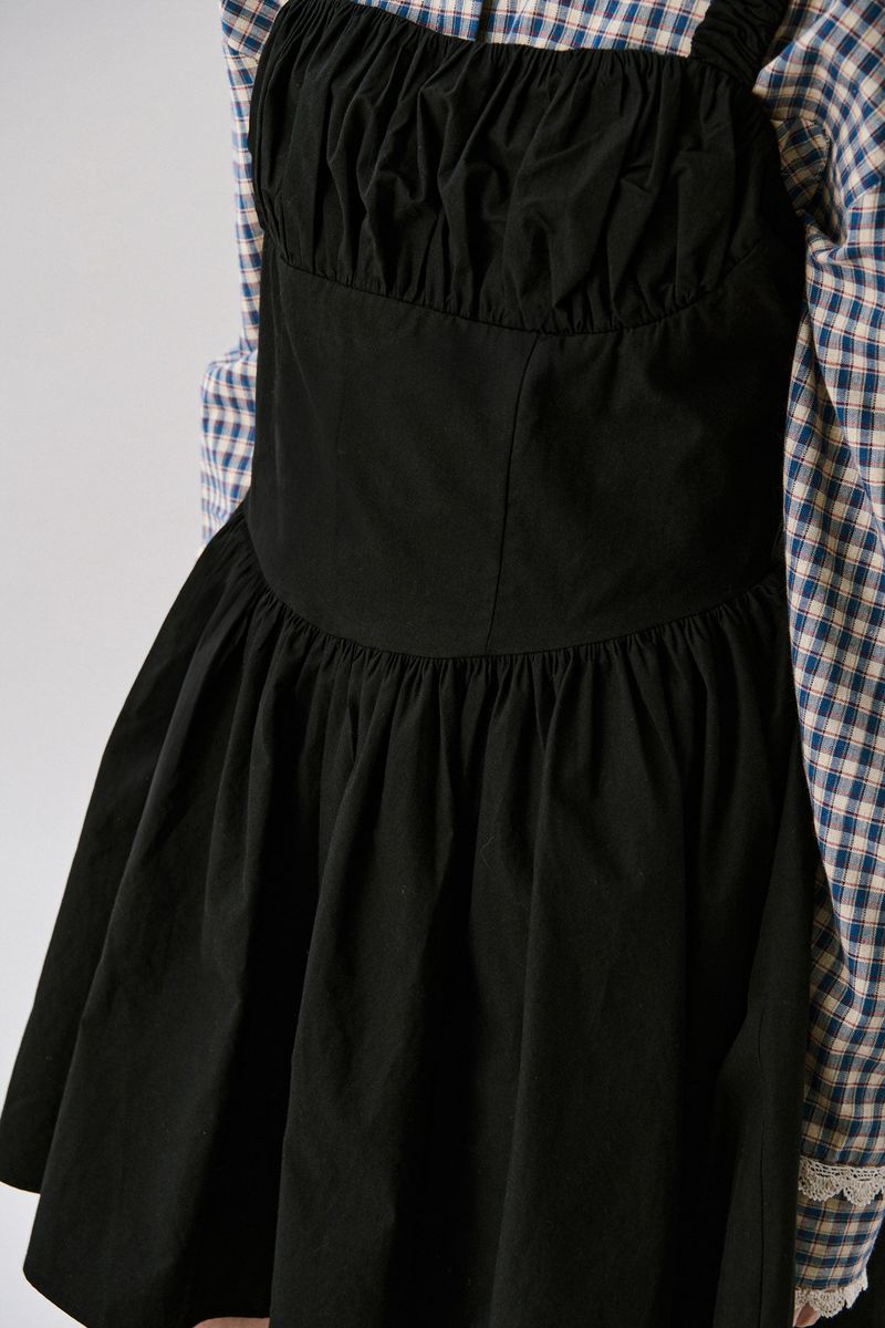 Merry Mini Shirring Dress [Black]