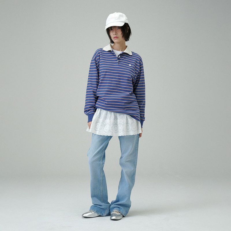 STRIPE COLLAR T-SHIRT (Blue)