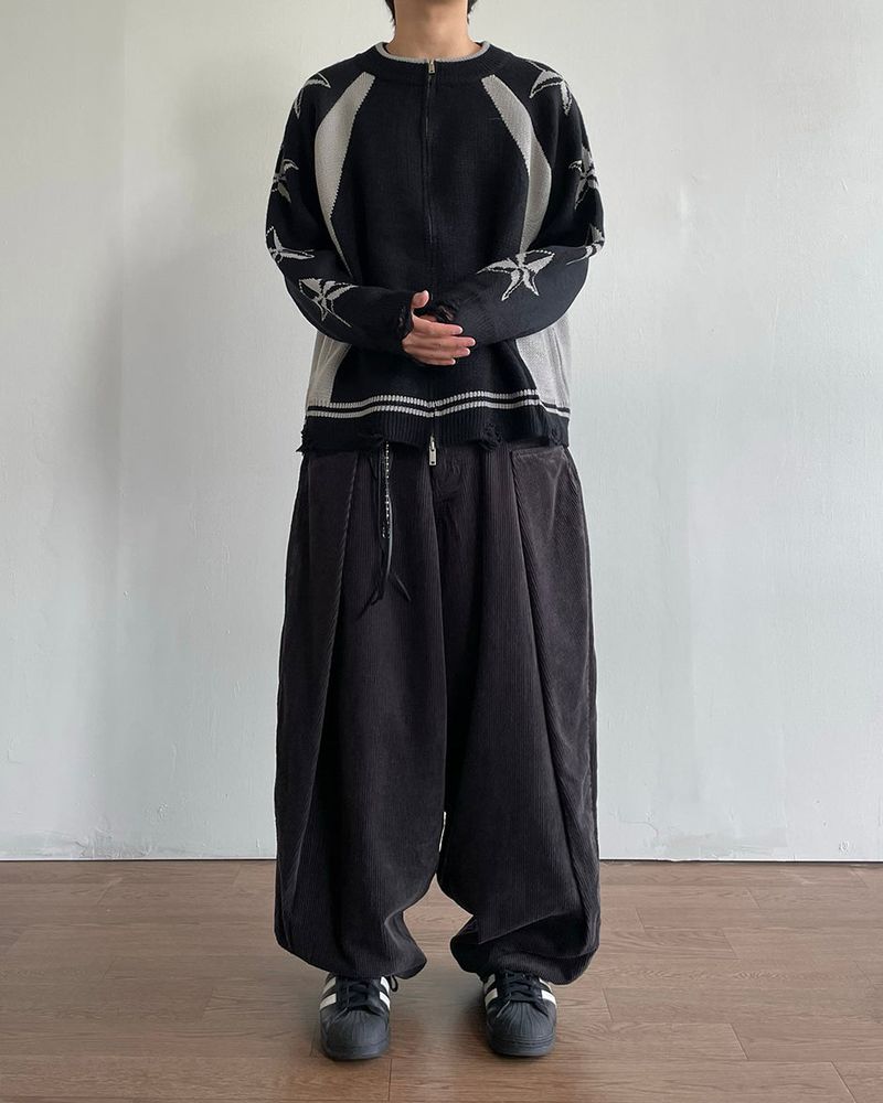 Star-printed Knitwear Zip-Up