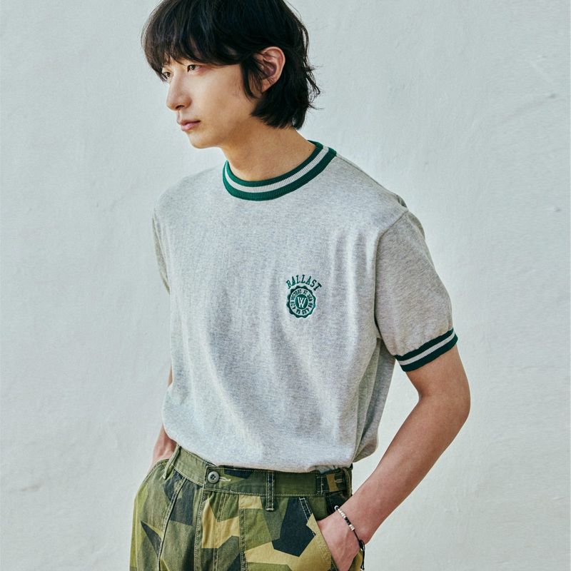 ballast athletic ringer knit sweat melange gray