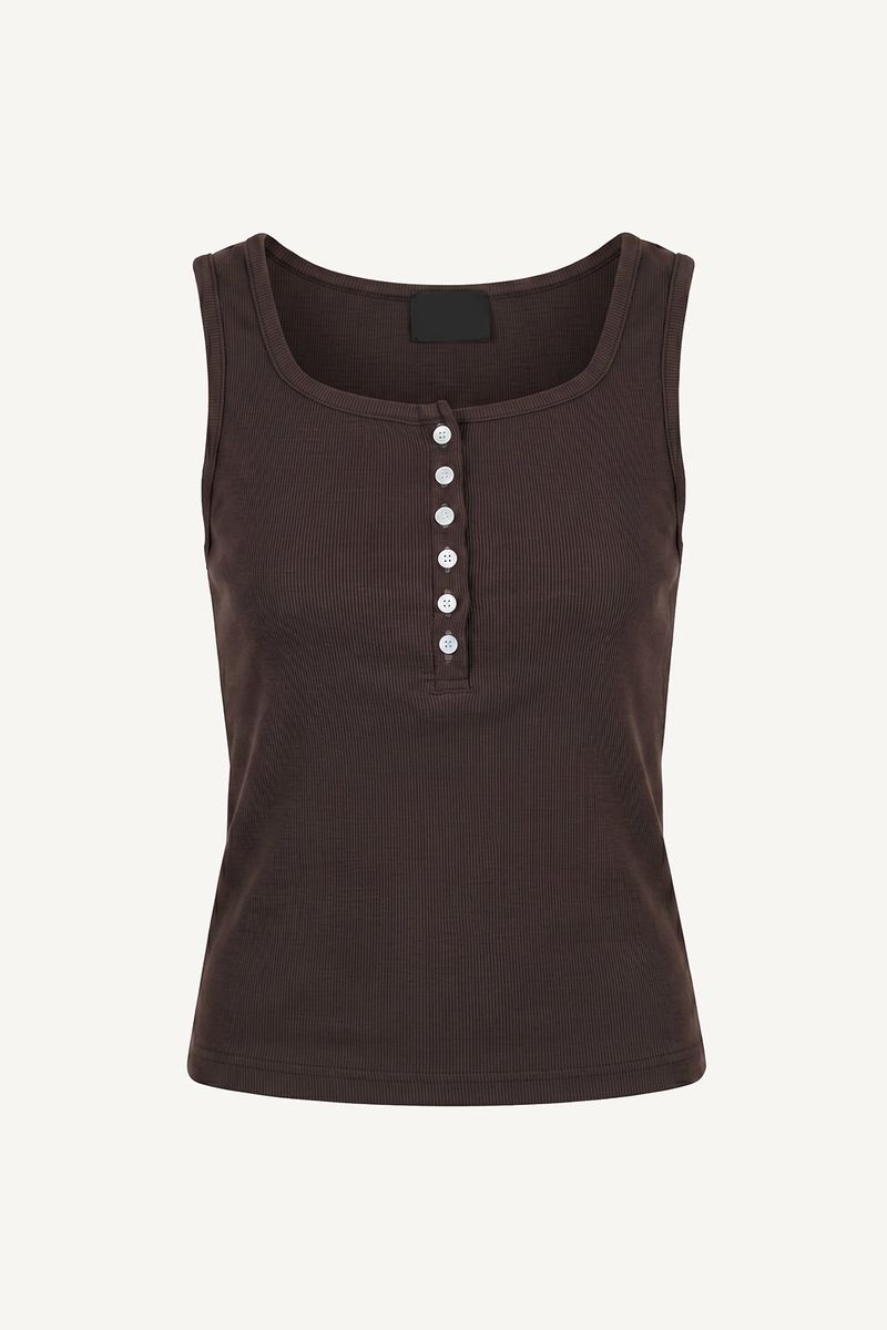 Button ribbed sleeveless