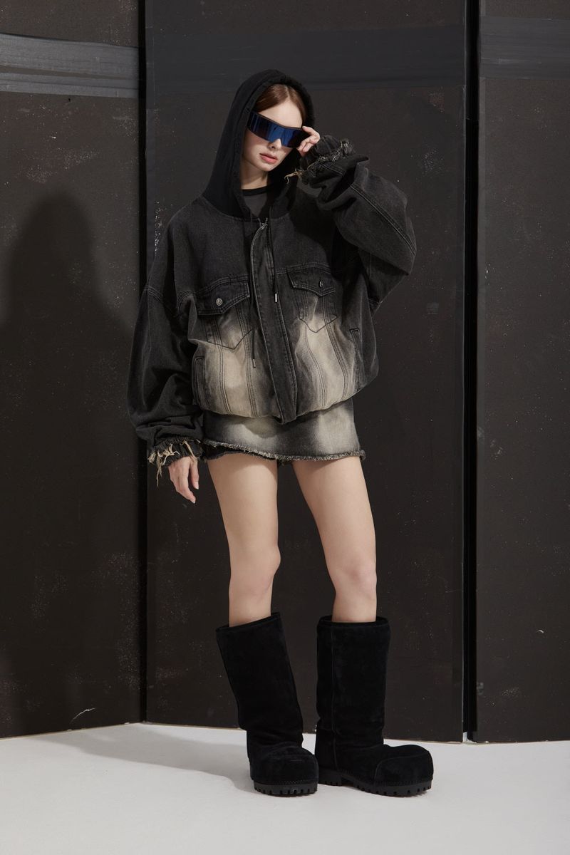COVER DENIM JACKET -BLACK