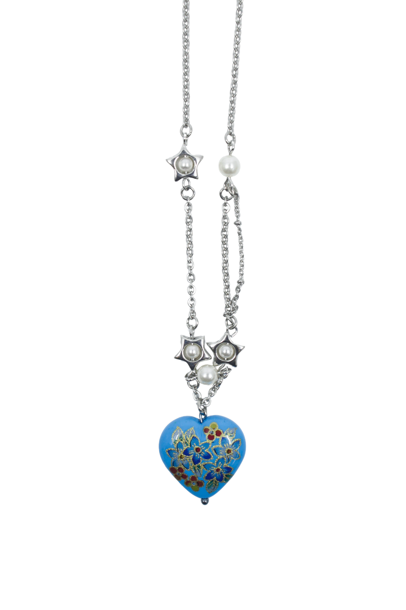 Flower love star necklace (Clear/Blue)
