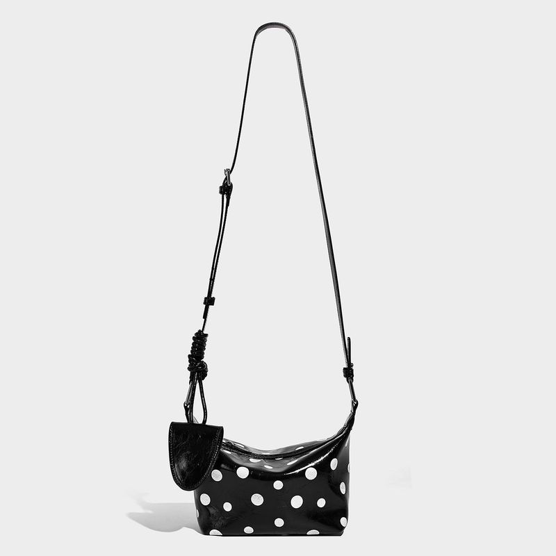 Dotcore Polka Dot Glossy Leather Baguette Bag