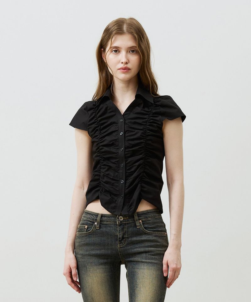 ARIKIM（アリキム）の「SYLPH SHIRRING SHIRT / BLACK（Tops）」