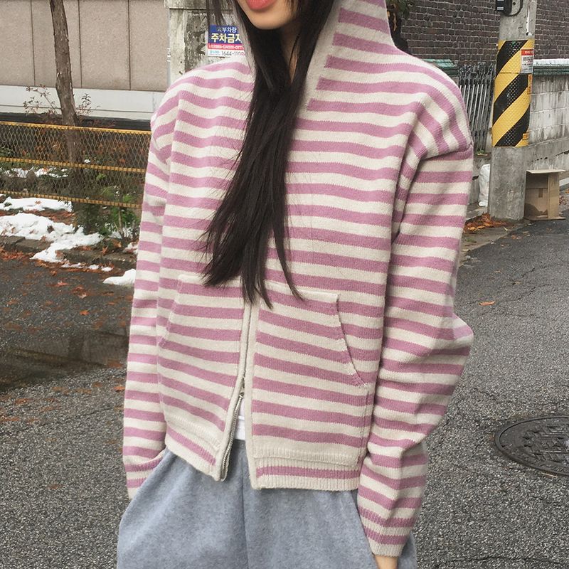 [MADE] Anton Stripe Pocket Two-Way Knit Zip-Up