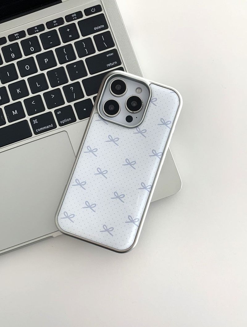 [MADE]クラウドリボン シルバーエポキシ バンパーiPhoneケース