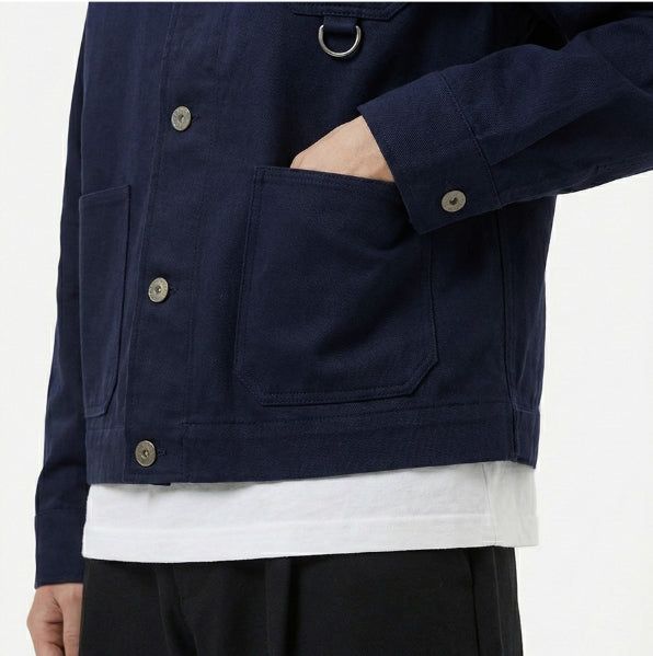Crop French Work Jacket Navy
