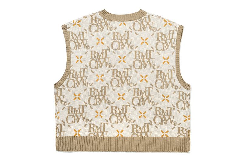 ARGYLE LOGO KNIT VEST_OATMEAL