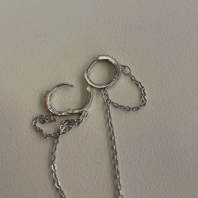 chain layered earring (925silver)