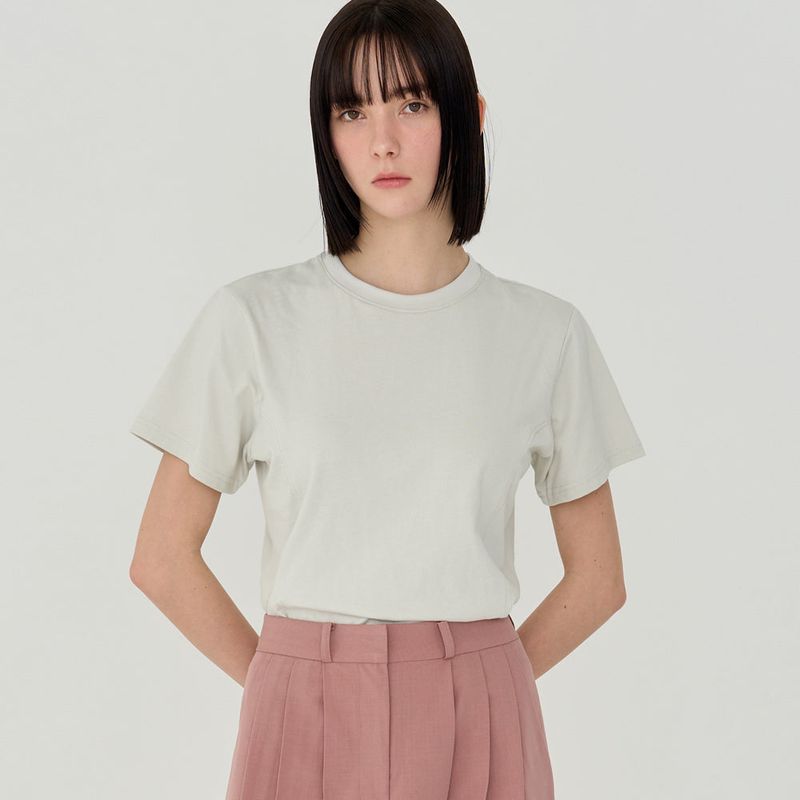 FREIHEIT（フライハイト）の「インシジョンラインTシャツ（グレーベージュ）（トップス）」
