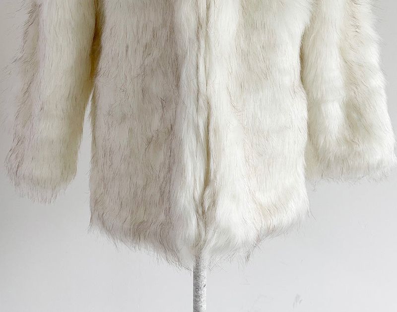 High-neck fake fur jacket coat