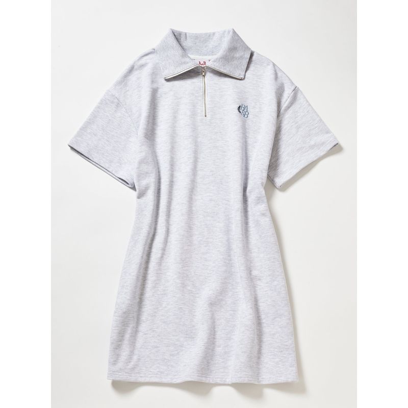 SMALL LOGO HALF ZIPUP MINI DRESS_WHITE MELANGE