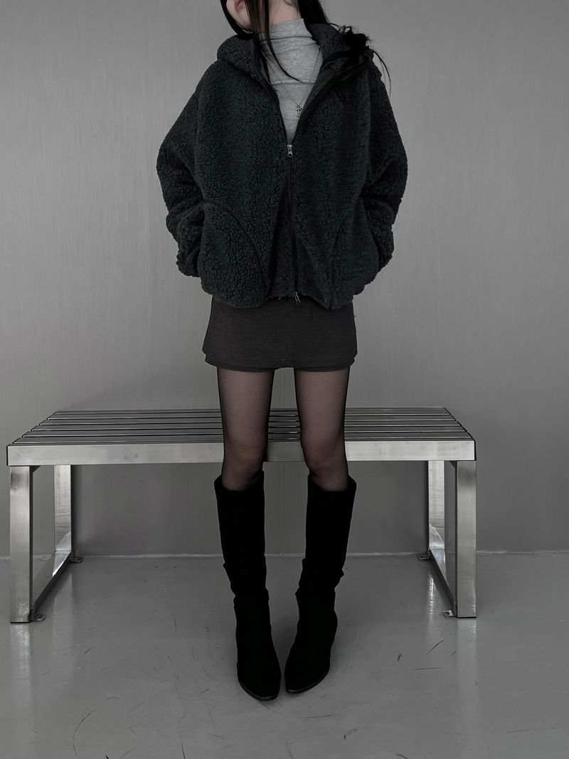 [unisex] シェルパフーディーフリースジップアップ (2color)