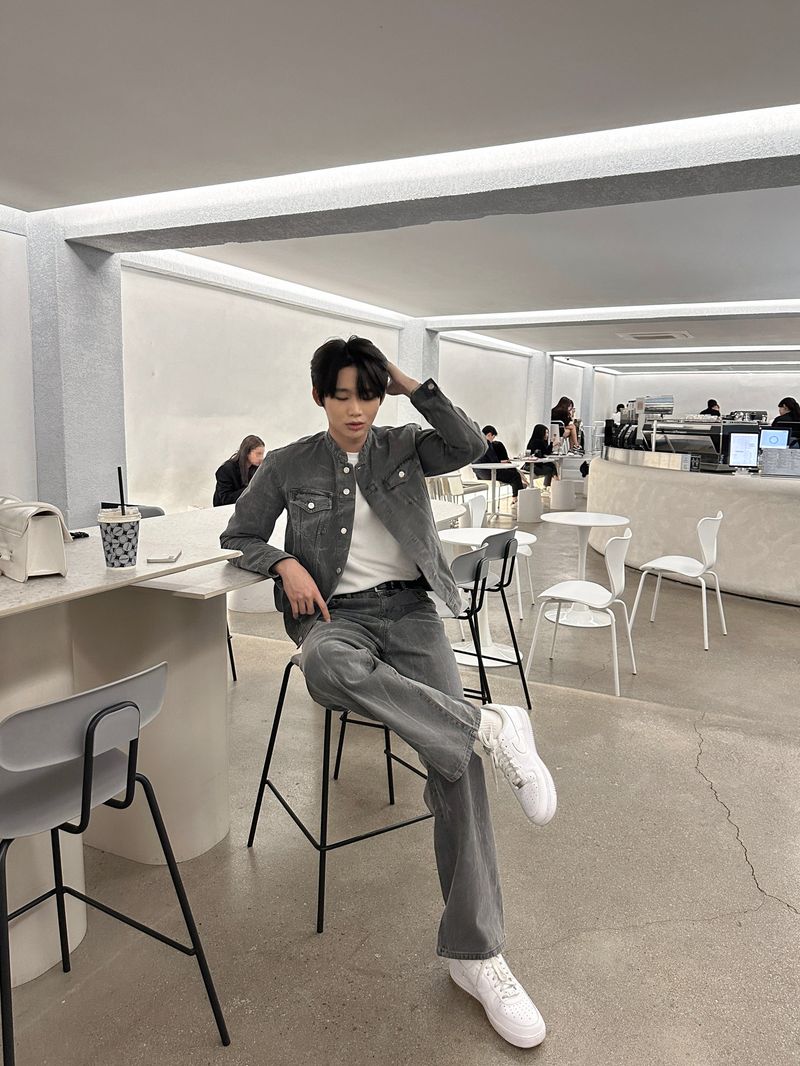 LMN Semi-Over China Setup Denim Jacket (Gray)