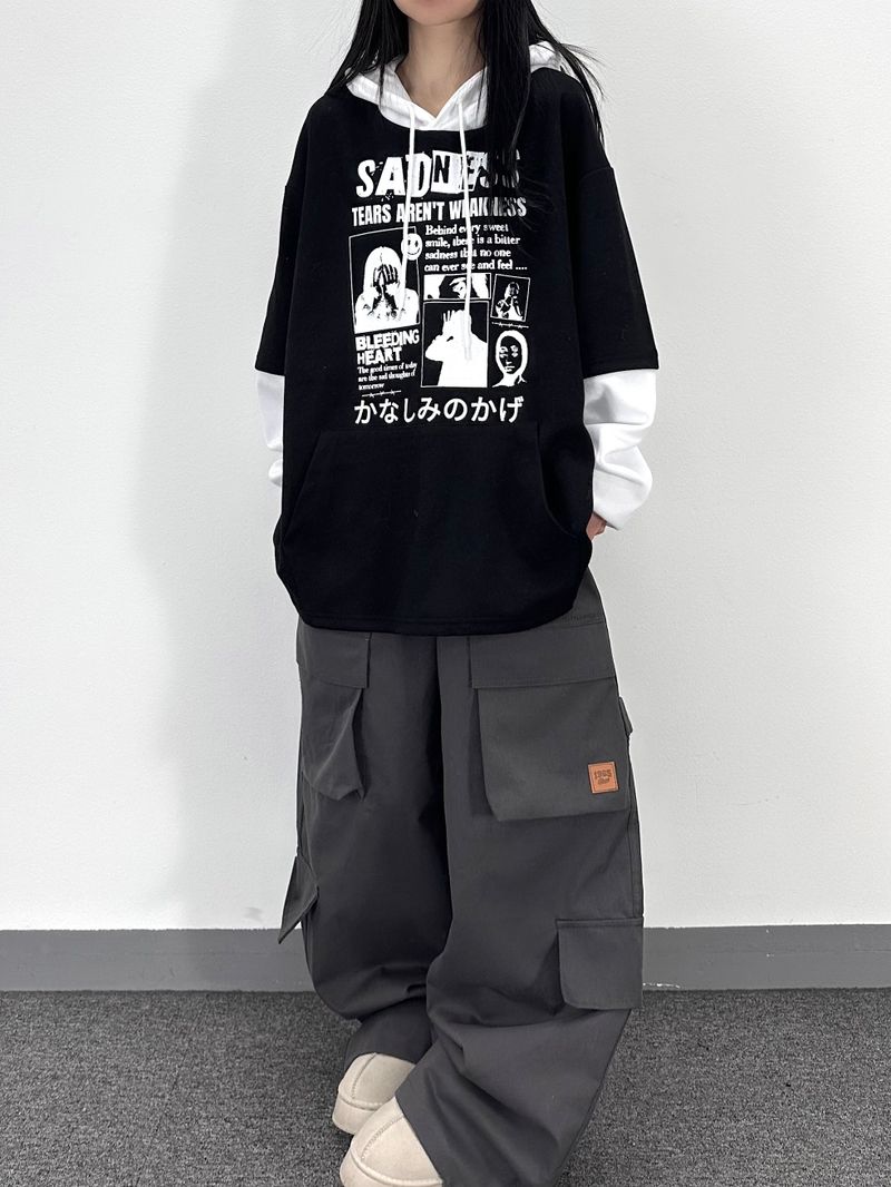 crying layered hoodie