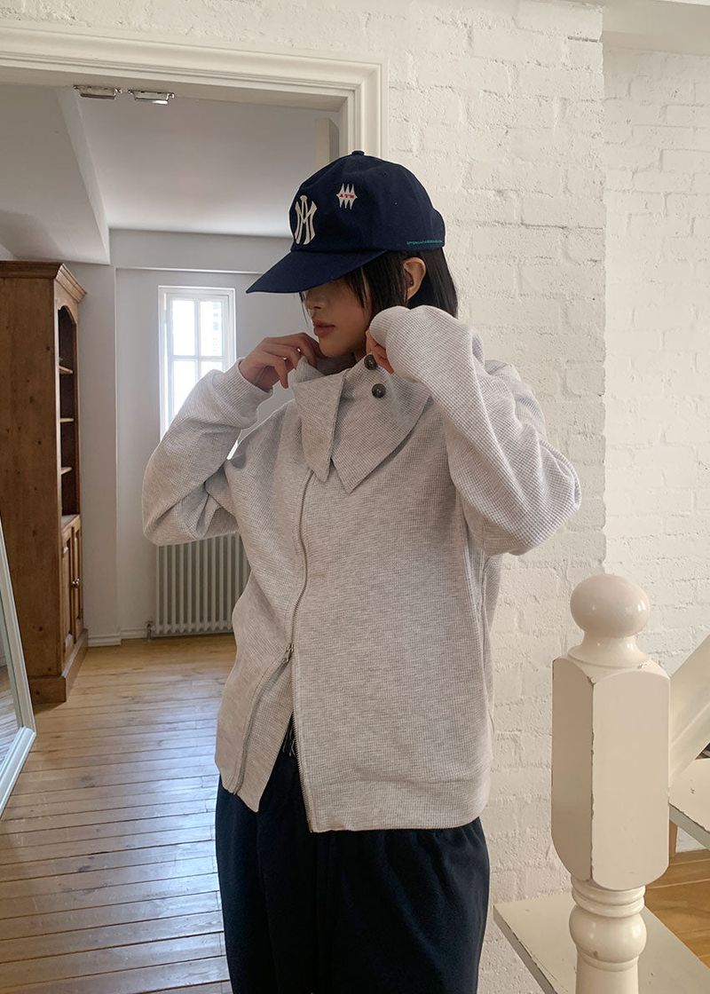 WAFFLE UNABAL ZIP-UP (2color)