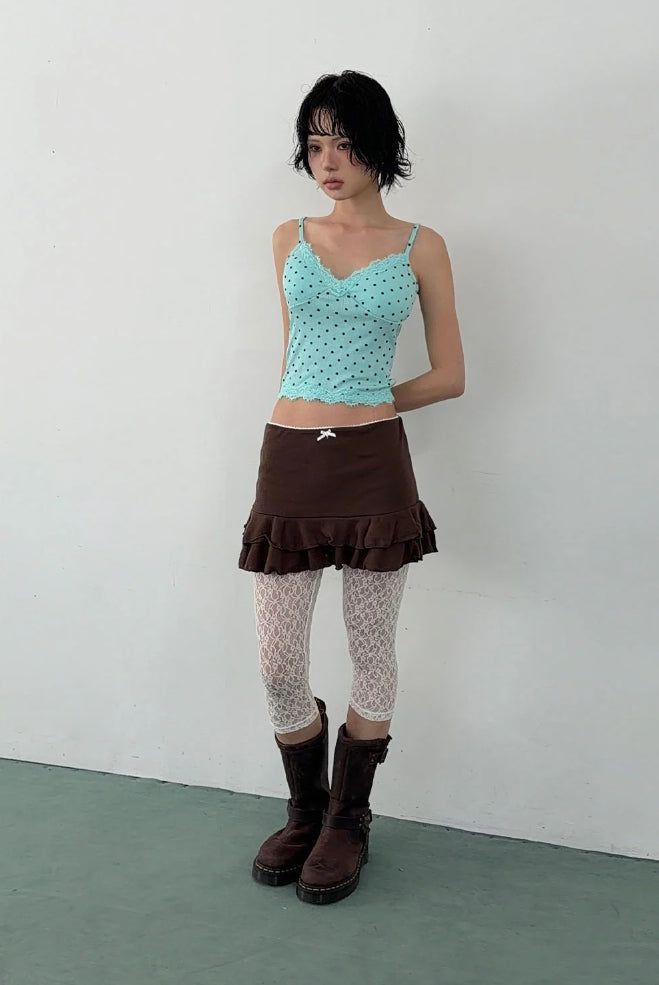 [with cup] PETIT DOT LACE SLEEVELESS