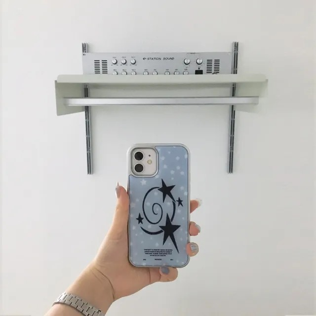 power rock star sky blue black silver epoxy case