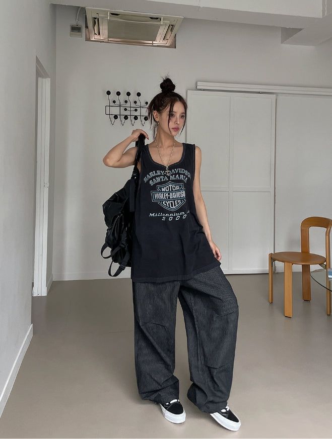 Pay wide pintuck striped denim