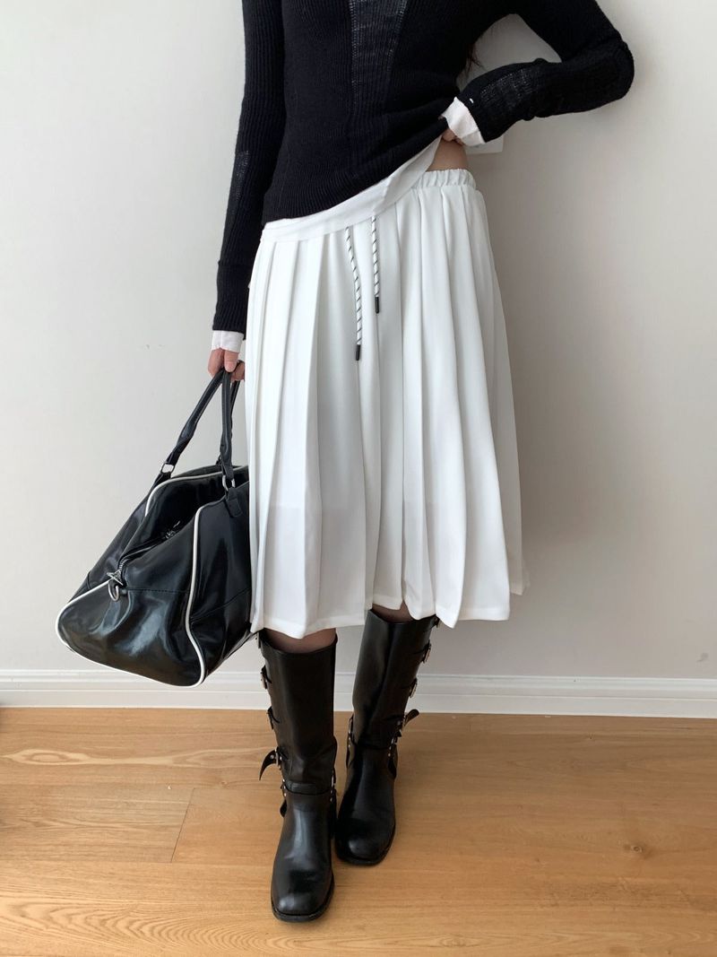 Academy Midi Pleats Banded Waist Skirt