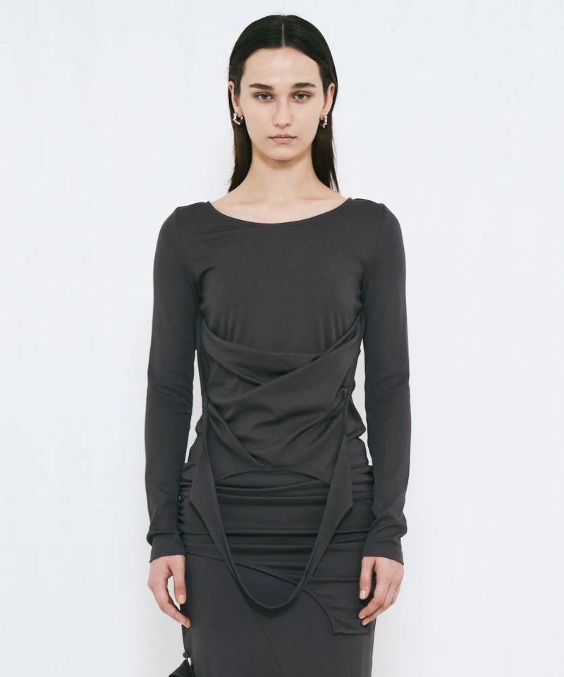 VIAVANDA（ヴィアヴァンダ）の「2WAY DRAPE LONG SLEEVE （Tops）」