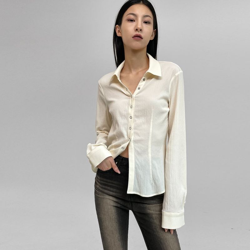 BLACKUP（ブラックアップ）の「[MADE] Resdin Snap Pleated Blouse（Tops）」