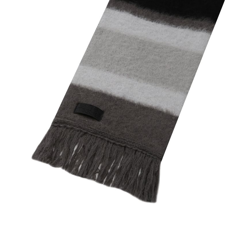 EEERRR Stripe brushed wool knit muffler (Black)