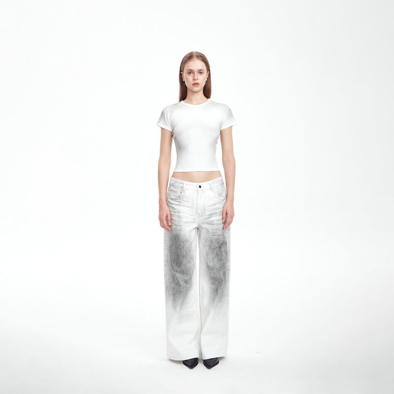 spray paint straight-leg jeans