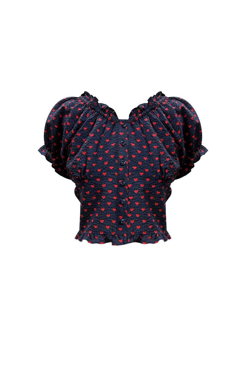 MINI HEART TWO WAY BLOUSE / NAVY