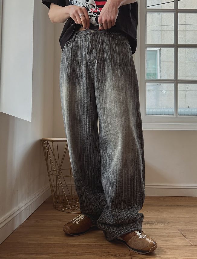 Smoke Washed Stripe Denim Pants