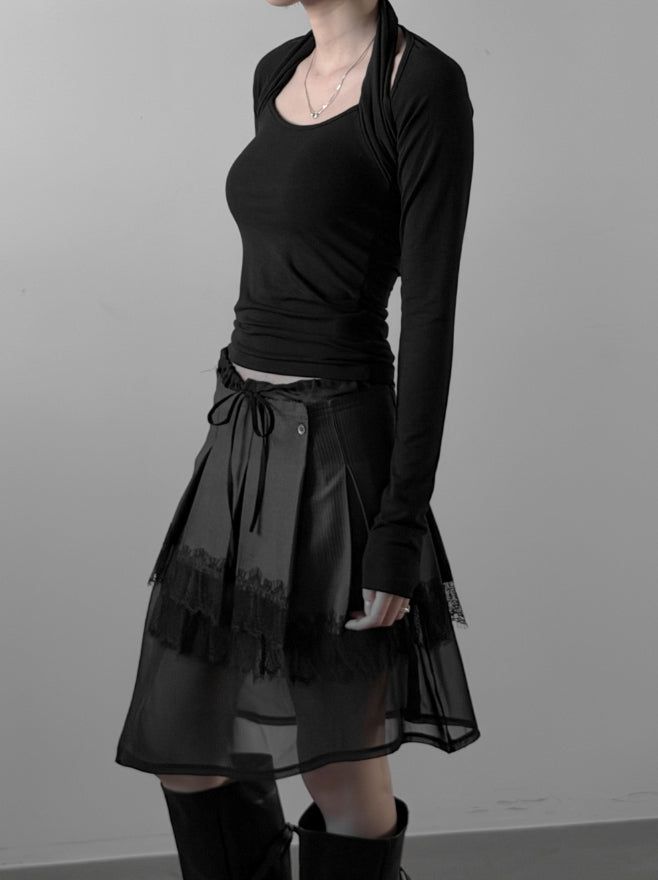 Labelly Pleated Wrap Skirt