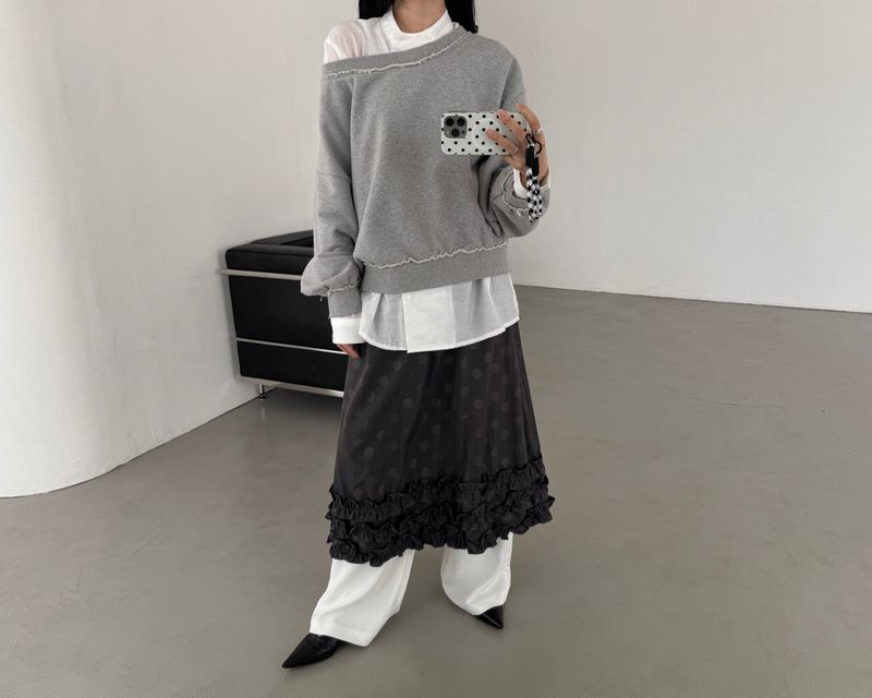 Dot frill skirt