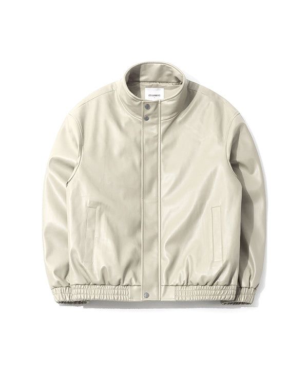 QT8 GARMENTS（キューティーエイトガーメント）の「LB Synthetic Leather Hidden Jacket (Cream)（Jackets/Outerwear）」