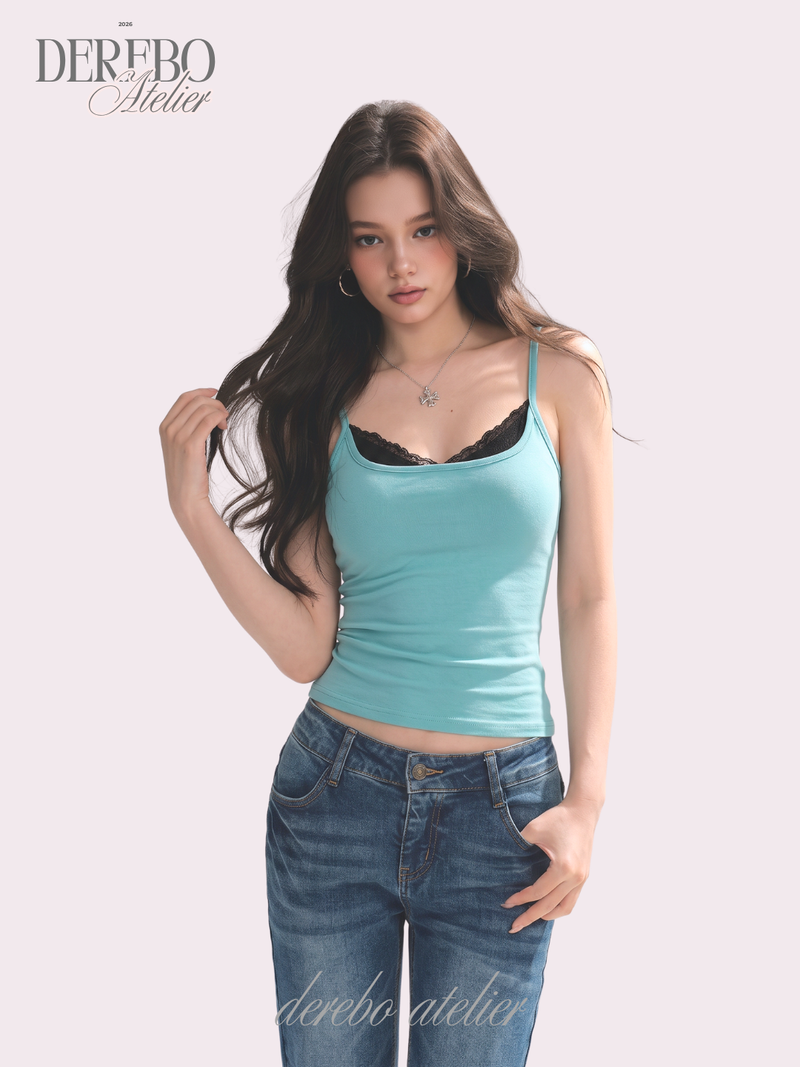 dereborujo（ドレボルゾー）の「Mint lace layered sleeveless t-shirt（Tops）」