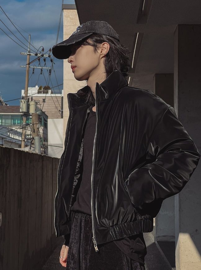 Matte velvet crop puffer