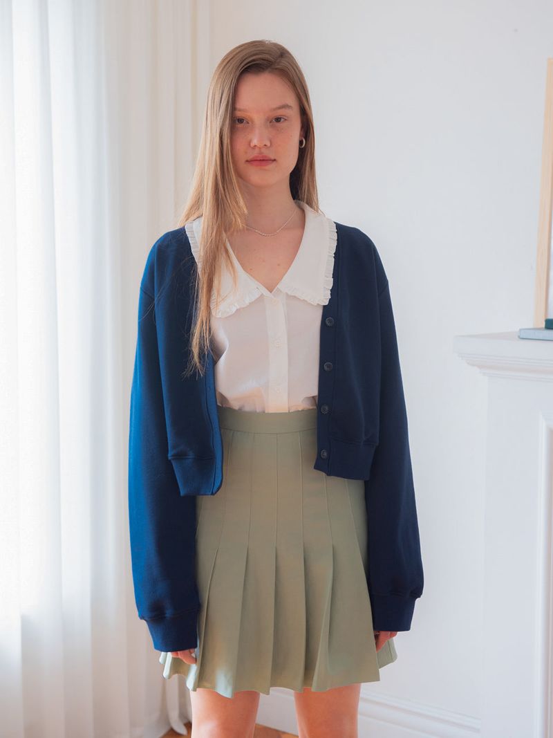 COTTON V-NECK CARDIGAN_NAVY