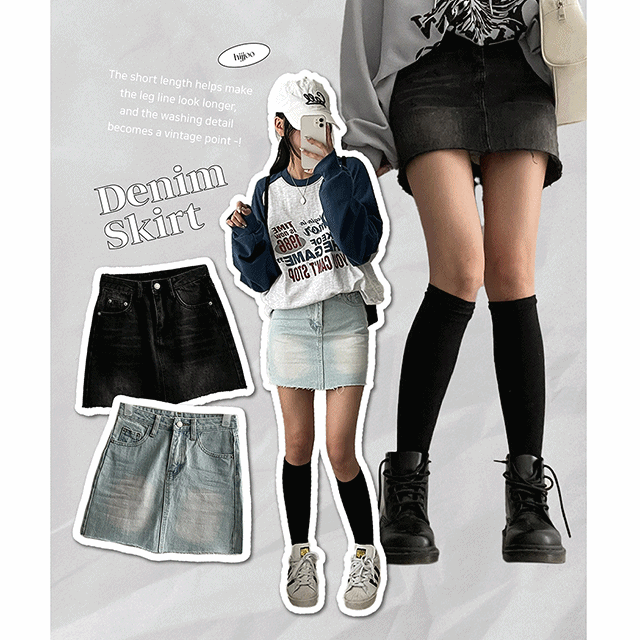 hijjoo(ハイチュー)の「Darty Washing Cutting Denim Miniskirt(Skirts)」