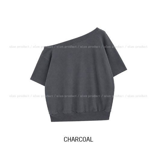 Witty Off-shoulder Short-sleeve Sweatshirt