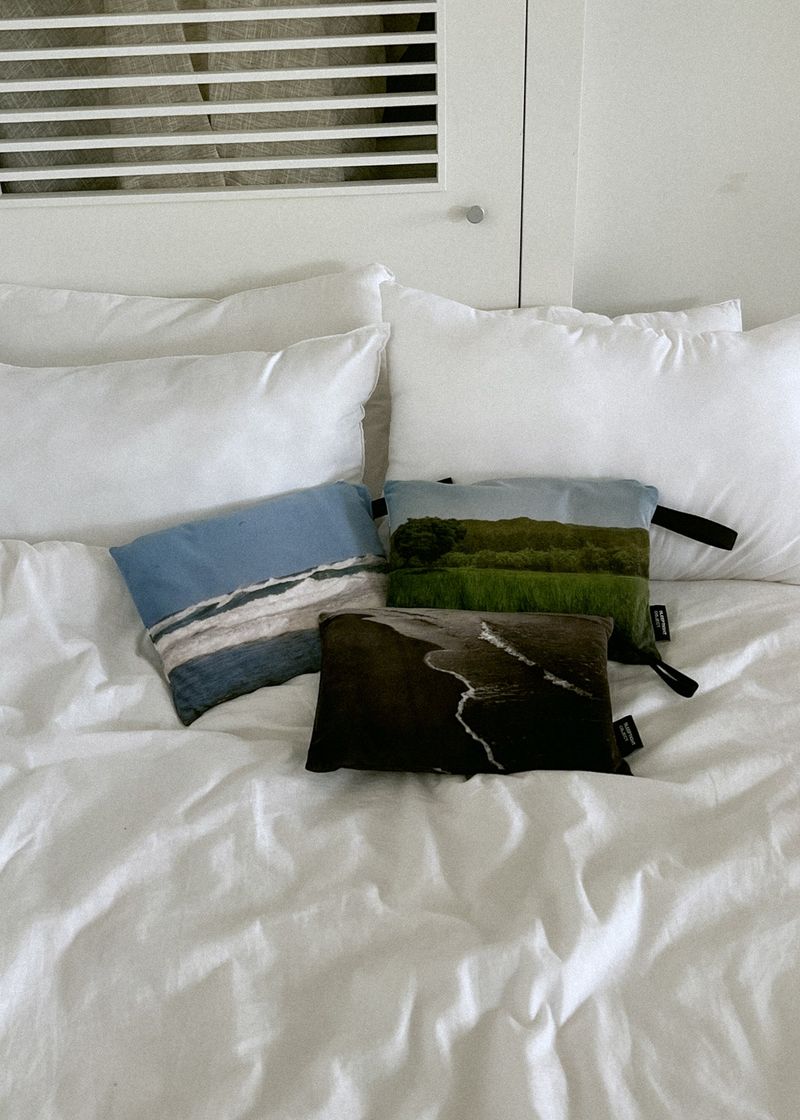 nature pillow blanket - blue bada