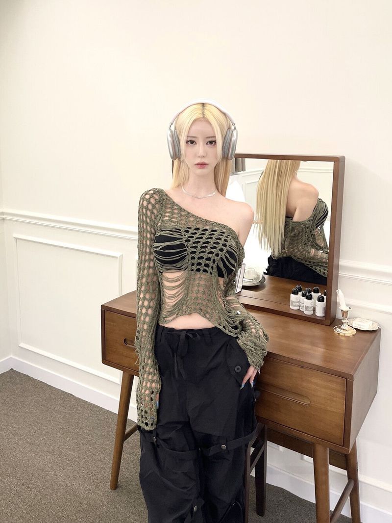 1329. Net damage summer knit (3color)