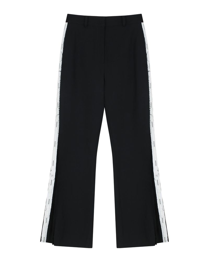 Pleated Logo-Tape Trousers _ BLACK