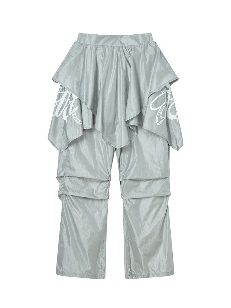 DRAPE LAYERED SKIRTPANTS (LIGHT GREY)