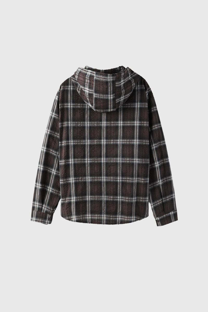 Bear Wrinkle Check Hood Shirt