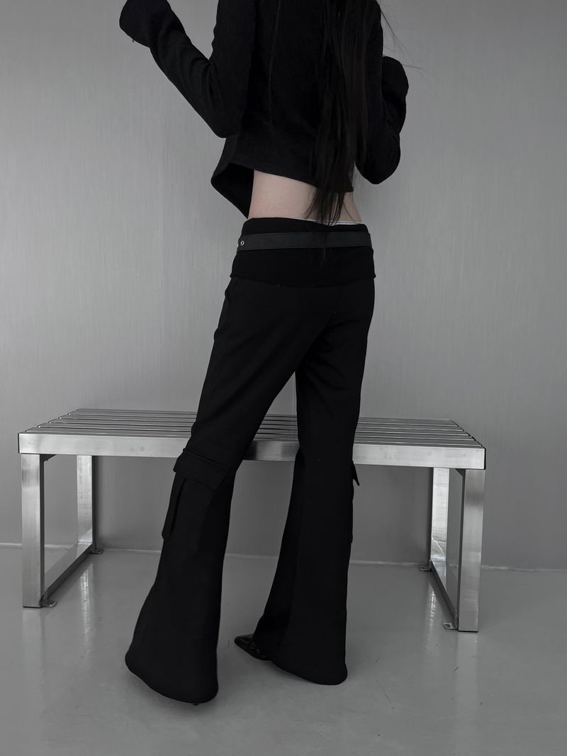 folded cargo bootcut pants (fleece-lined / 2color)