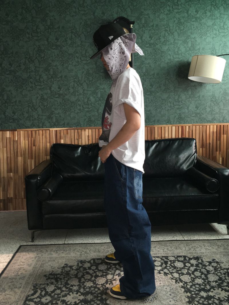 Vintage Back-Printed Denim Pants