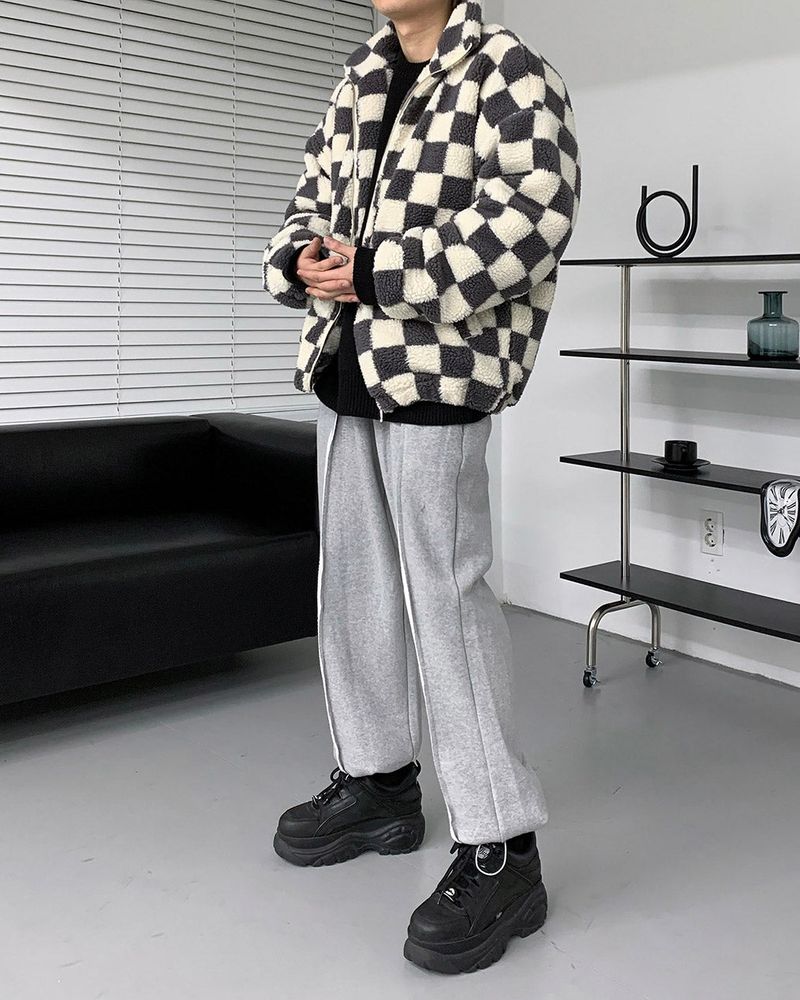 UI Wool Check Turtleneck Zip-Up (2 colors)