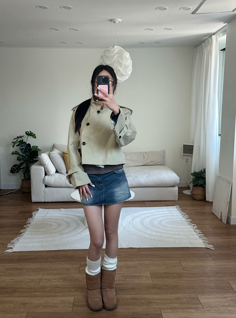 bronze short trench coat