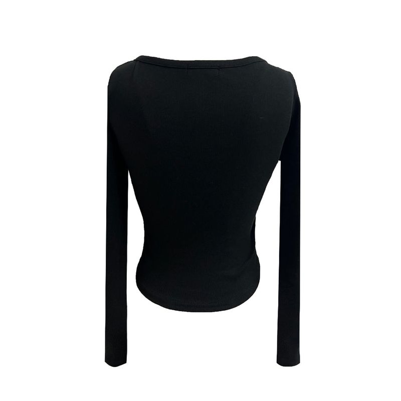 Color Block Button Round Neck Long Sleeve Tee (3 colors)