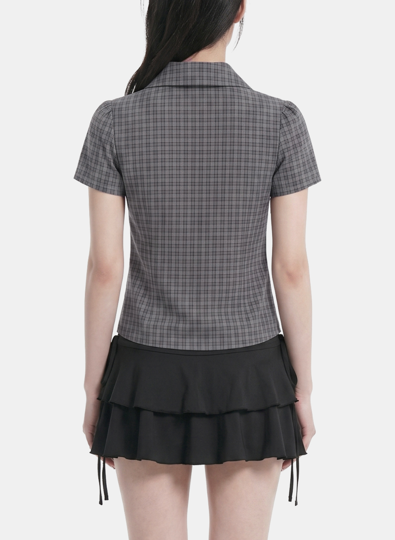 Orla Shirring Check Blouse